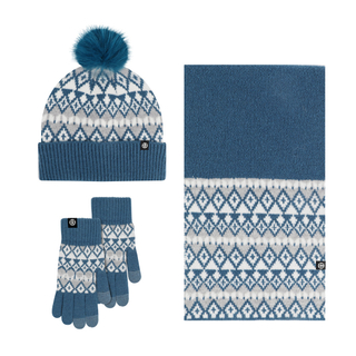 Conjunto de presente de inverno personalizado no atacado: gorro de futebol Pom Pom, len&ccedil;o Fair Isle e luvas touchscreen
