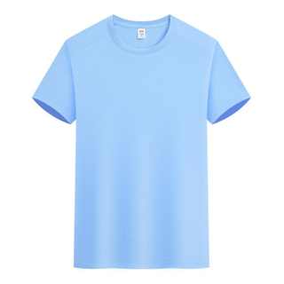 Hellblaues, schnell trocknendes Uniform-T-Shirt mit Rundhalsausschnitt f&uuml;r Herren und Damen im Gro&szlig;handel, individuelles Sport-Trainingsoberteil f&uuml;r Private Label und Teams