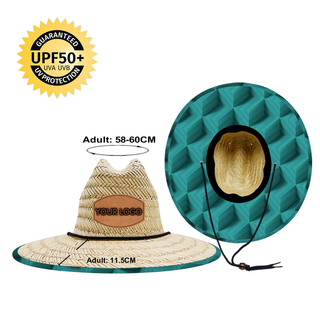 Karierter Strohhut mit individuellem Logo UPF50+ – Bulk-Strand-Rettungsschwimmerhut