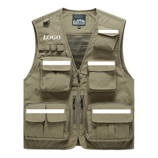 Venta al por mayor Chaleco reflectante de seguridad para senderismo y pesca t&aacute;ctica de malla transpirable con m&uacute;ltiples bolsillos para uniformes de equipos