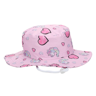 Sombrero de cubo para ni&ntilde;os con estampado rosa de moda al por mayor con correa para la barbilla