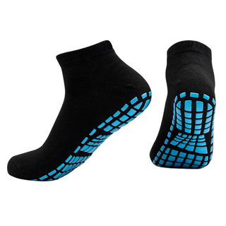 Calcetines antideslizantes para trampol&iacute;n | Calcetines tobilleros negros con pu&ntilde;os morados para rebote, yoga y uso dom&eacute;stico