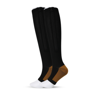 Calcetines de compresi&oacute;n con cremallera premium al por mayor: calcetines de soporte hasta la rodilla para correr y uso m&eacute;dico