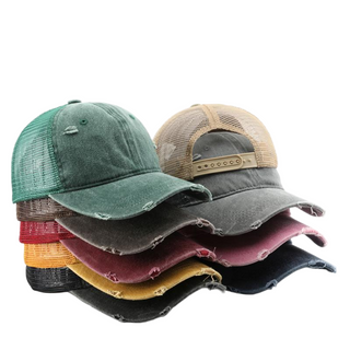 Gro&szlig;handel kundenspezifische Baumwoll-Distressed-Trucker-H&uuml;te Vintage gewaschene, zerst&ouml;rte Baseballkappen mit Netzr&uuml;cken