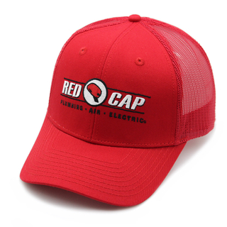 Gro&szlig;handel: individuell bestickte rote Mesh-Trucker-Kappe – Sport-Kopfbedeckung f&uuml;r Herren